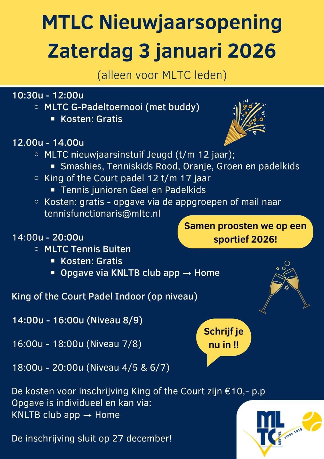 MLTC Nieuwjaarsopening 3 januari 2026 - MLTC